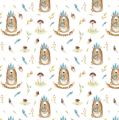 Blackout roller blind for window Teddy bears and plants