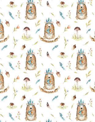 Blackout roller blind for window Teddy bears and plants