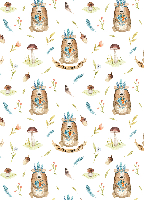 Blackout roller blind for window Teddy bears and plants