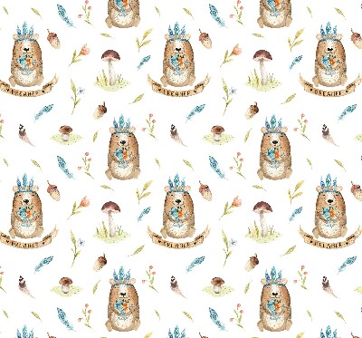 Blackout roller blind for window Teddy bears and plants