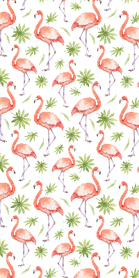 Fabric roller blind for window Flamingo and leaves