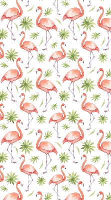 Fabric roller blind for window Flamingo and leaves