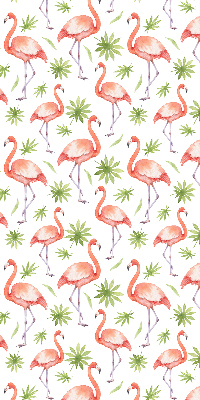 Fabric roller blind for window Flamingo and leaves