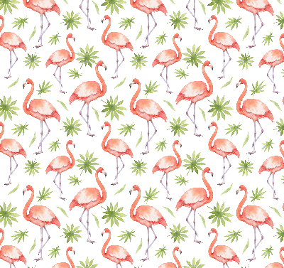 Fabric roller blind for window Flamingo and leaves