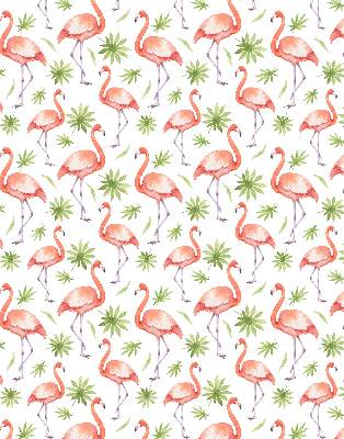 Fabric roller blind for window Flamingo and leaves