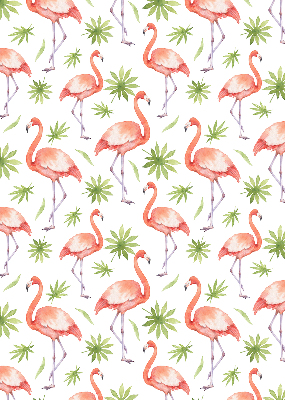 Fabric roller blind for window Flamingo and leaves
