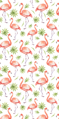 Fabric roller blind for window Flamingo and leaves