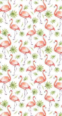 Fabric roller blind for window Flamingo and leaves