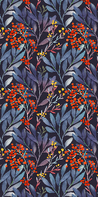 Blackout roller blind Dark leaves and rowan