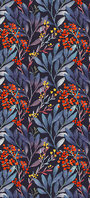 Blackout roller blind Dark leaves and rowan