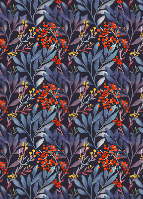 Blackout roller blind Dark leaves and rowan