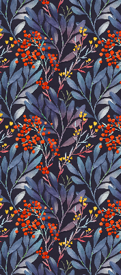 Blackout roller blind Dark leaves and rowan