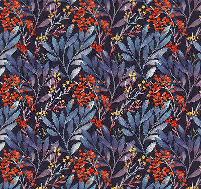 Blackout roller blind Dark leaves and rowan
