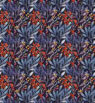 Blackout roller blind Dark leaves and rowan