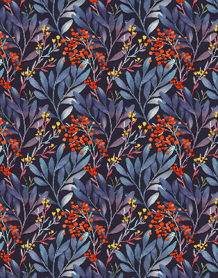 Blackout roller blind Dark leaves and rowan