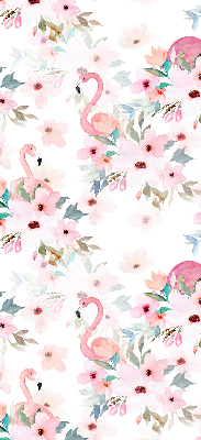 Blackout roller blind Flamingos among the flowers