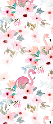 Blackout roller blind Flamingos among the flowers