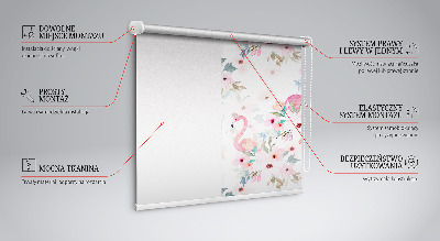 Blackout roller blind Flamingos among the flowers