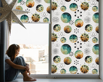 Blackout roller blind for window Colored circles