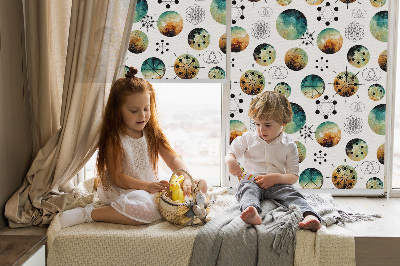 Blackout roller blind for window Colored circles