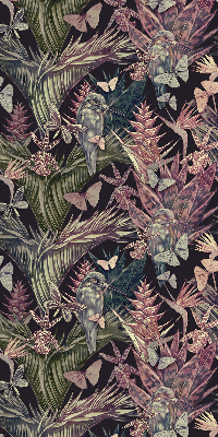 Blackout roller blind for window Exotic plants and birds