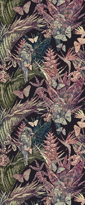 Blackout roller blind for window Exotic plants and birds