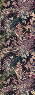 Blackout roller blind for window Exotic plants and birds