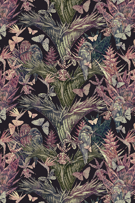 Blackout roller blind for window Exotic plants and birds