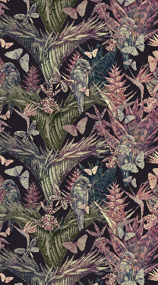 Blackout roller blind for window Exotic plants and birds