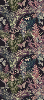 Blackout roller blind for window Exotic plants and birds