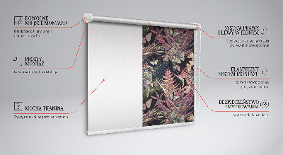 Blackout roller blind for window Exotic plants and birds