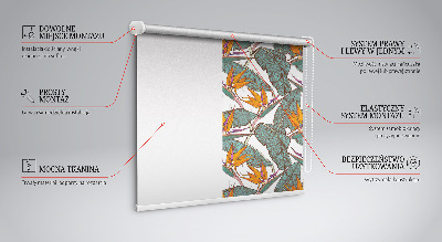 Fabric roller blind for window Flowers and leaves