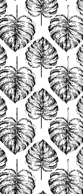 Blackout roller blind for window Gray leaves