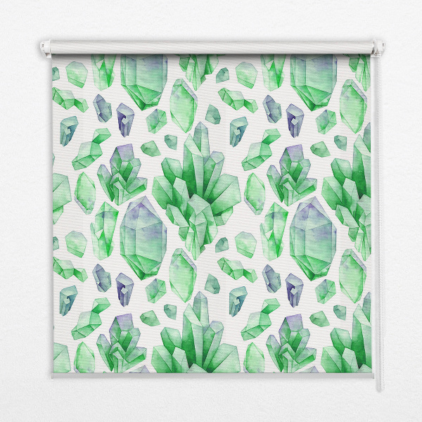 Fabric roller blind for window Green crystals