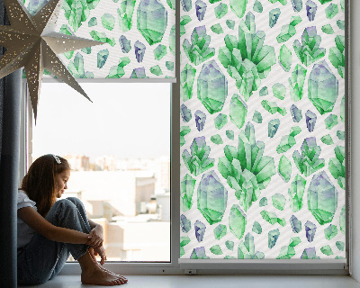 Fabric roller blind for window Green crystals