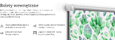 Fabric roller blind for window Green crystals