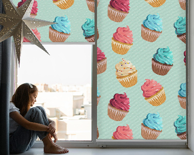 Blackout roller blind for window Cupcakes