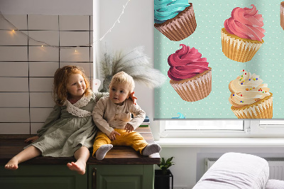 Blackout roller blind for window Cupcakes