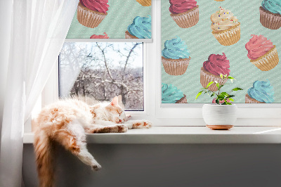 Blackout roller blind for window Cupcakes