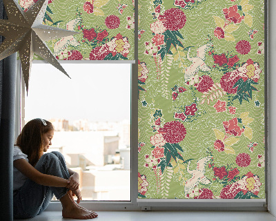 Blackout roller blind for window Heron and plants
