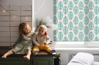 Blackout roller blind Blue leaves