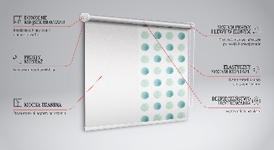 Blackout roller blind for window Turquoise dots on a white background