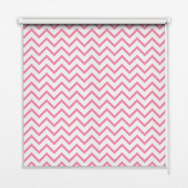 Fabric roller blind for window Horizontal pink zigzags