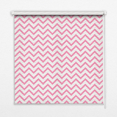 Fabric roller blind for window Horizontal pink zigzags