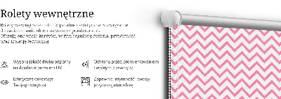 Fabric roller blind for window Horizontal pink zigzags