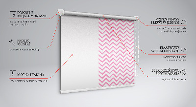 Fabric roller blind for window Horizontal pink zigzags