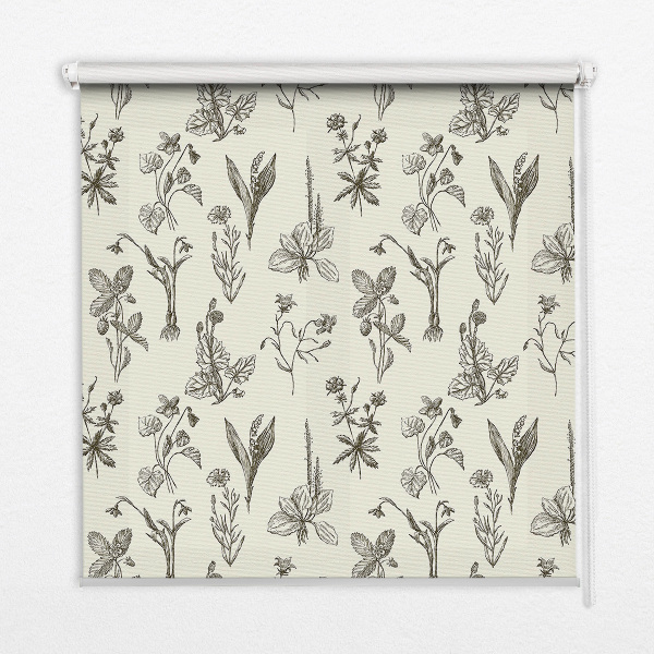Blackout roller blind for window Drawn flowers