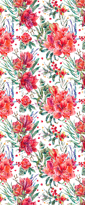Blackout roller blind for window Red flowers