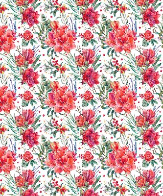 Blackout roller blind for window Red flowers