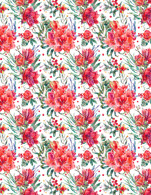 Blackout roller blind for window Red flowers